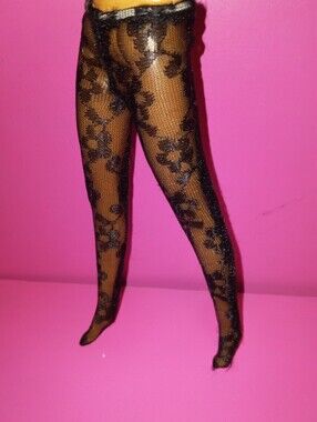 Barbie doll size black lace pantyhose